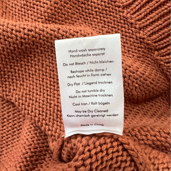 Wrap London Cotton Crochet-Detail Puff Sleeve Sweater, Dusty Brown Pink, US 2 - Picture 9 of 10